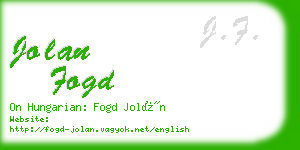 jolan fogd business card